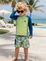 Костюм купальный для мальчика Amarobaby Surf (в наборе: шорты и лонгслив), оливковый/синий АВ-ODN26-41SF/4020-98