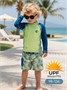 Костюм купальный для мальчика Amarobaby Surf (в наборе: шорты и лонгслив), оливковый/синий АВ-ODN26-41SF/4020-98