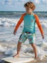 Костюм купальный для мальчика Amarobaby Surf (в наборе: шорты и лонгслив), бирюзовый/оранжевый АВ-ODN26-41SF/1805-98