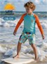 Костюм купальный для мальчика Amarobaby Surf (в наборе: шорты и лонгслив), бирюзовый/оранжевый АВ-ODN26-41SF/1805-98