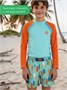 Костюм купальный для мальчика Amarobaby Surf (в наборе: шорты и лонгслив), бирюзовый/оранжевый АВ-ODN26-41SF/1805-98