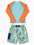 Костюм купальный для мальчика Amarobaby Surf (в наборе: шорты и лонгслив), бирюзовый/оранжевый АВ-ODN26-41SF/1805-98