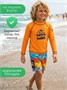 Костюм купальный солнцезащитный для мальчика Amarobaby Wave (шорты, лонгслив), оранжевый АВ-OD26-41WE/05-98