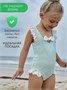Купальник слитный для девочки Amarobaby Charm, бирюзовый АВ-OD26-41CM/18-92
