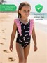 Купальник слитный для девочки Amarobaby Dragonfly, чёрный/розовый АВ-OD26-41DY/0906-92