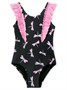 Купальник слитный для девочки Amarobaby Dragonfly, чёрный/розовый АВ-OD26-41DY/0906-92