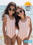 Купальник слитный для девочки Amarobaby Elegy, кремовый/розовый АВ-OD26-41EY/0206-92