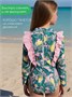 Купальник слитный для девочки на молнии с длинным рукавом  Amarobaby Tropic, розовый/зелёный АВ-OD26-41TC/0613-92