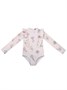 Купальник слитный для девочки на молнии с длинным рукавом Amarobaby Floral Symphony, молочный АВ-OD26-41FS/33-92
