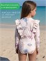 Купальник слитный для девочки на молнии с длинным рукавом Amarobaby Floral Symphony, молочный АВ-OD26-41FS/33-92