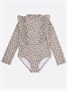 Купальник слитный для девочки на молнии с длинным рукавом Amarobaby Pearl Cascade, бежевый АВ-OD26-41PC/03-92