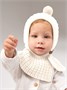 Шапка-шлем детская вязаная Amarobaby Bonny, зимняя, с утеплителем, молочный AB-OD25-BON16/33-38
