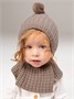 Шапка-шлем детская вязаная Amarobaby Bonny, зимняя, с утеплителем, коричневый AB-OD25-BON16/12-38