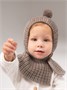 Шапка-шлем детская вязаная Amarobaby Bonny, зимняя, с утеплителем, коричневый AB-OD25-BON16/12-38
