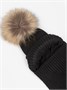 Шапка балаклава с меховым помпоном детская Amarobaby Pure Love Pompon вязаная, черный AB-OD24-PLPO16/09-50