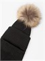 Шапка балаклава с меховым помпоном детская Amarobaby Pure Love Pompon вязаная, черный AB-OD24-PLPO16/09-50