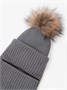 Шапка балаклава с меховым помпоном детская Amarobaby Pure Love Pompon вязаная, серый AB-OD24-PLPO16/11-50