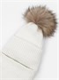 Шапка балаклава с меховым помпоном детская Amarobaby Pure Love Pompon вязаная, молочный AB-OD24-PLPO16/33-50