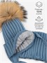 Шапка с помпоном на завязках со снудом детская Amarobaby Pure Love Snow вязаная, голубой AB-OD24-PLSN16/19-44