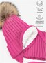 Шапка с помпоном на завязках со снудом детская Amarobaby Pure Love Snow вязаная, фуксия AB-OD24-PLSN16/25-44