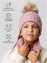 Шапка с помпоном на завязках со снудом детская Amarobaby Pure Love Snow вязаная, пудровый AB-OD24-PLSN16/27-44