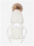 Шапка c помпоном на завязках со снудом детская Amarobaby Pure Love Snow вязаная, молочный AB-OD24-PLSN16/33-44