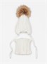 Шапка c помпоном на завязках со снудом детская Amarobaby Pure Love Snow вязаная, молочный AB-OD24-PLSN16/33-44