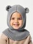Шапка шлем с ушками мишки детская Amarobaby Pure Love Snug вязаная, серый AB-OD24-PLS16/11-44