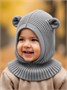 Шапка шлем с ушками мишки детская Amarobaby Pure Love Snug вязаная, серый AB-OD24-PLS16/11-44