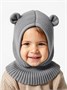 Шапка шлем с ушками мишки детская Amarobaby Pure Love Snug вязаная, серый AB-OD24-PLS16/11-44