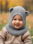 Шапка шлем с ушками мишки детская Amarobaby Pure Love Snug вязаная, серый AB-OD24-PLS16/11-44
