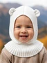 Шапка шлем с ушками мишки детская Amarobaby Pure Love Snug вязаная, молочный AB-OD24-PLS16/33-44