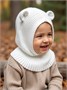 Шапка шлем с ушками мишки детская Amarobaby Pure Love Snug вязаная, молочный AB-OD24-PLS16/33-44