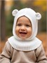 Шапка шлем с ушками мишки детская Amarobaby Pure Love Snug вязаная, молочный AB-OD24-PLS16/33-44