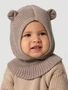 Шапка шлем с ушками мишки детская Amarobaby Pure Love Snug вязаная, коричневый AB-OD24-PLS16/12-44