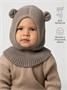 Шапка шлем с ушками мишки детская Amarobaby Pure Love Snug вязаная, коричневый AB-OD24-PLS16/12-44