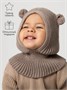 Шапка шлем с ушками мишки детская Amarobaby Pure Love Snug вязаная, коричневый AB-OD24-PLS16/12-44