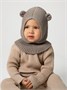 Шапка шлем с ушками мишки детская Amarobaby Pure Love Snug вязаная, коричневый AB-OD24-PLS16/12-44