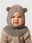 Шапка шлем с ушками мишки детская Amarobaby Pure Love Snug вязаная, коричневый AB-OD24-PLS16/12-44