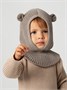 Шапка шлем с ушками мишки детская Amarobaby Pure Love Snug вязаная, коричневый AB-OD24-PLS16/12-44
