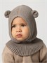 Шапка шлем с ушками мишки детская Amarobaby Pure Love Snug вязаная, коричневый AB-OD24-PLS16/12-44