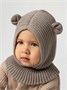 Шапка шлем с ушками мишки детская Amarobaby Pure Love Snug вязаная, коричневый AB-OD24-PLS16/12-44
