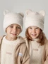 Шапка плюшевая с ушками мишки детская Amarobaby Plush, молочный AB-OD24-P16/33-50