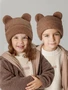 Шапка плюшевая с ушками мишки детская Amarobaby Plush, коричневый AB-OD24-P16/12-50