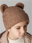 Шапка плюшевая с ушками мишки детская Amarobaby Plush, коричневый AB-OD24-P16/12-50
