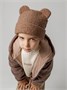 Шапка плюшевая с ушками мишки детская Amarobaby Plush, коричневый AB-OD24-P16/12-50