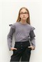 Лонгслив детский с рюшами на рукавах Amarobaby Ruffle, цвет серый AB-OD24-R44/11-122