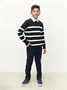 Свитер детский вязаный Amarobaby STRIP, цвет черный AB-OD24-S26/09-128