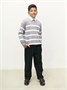 Свитер детский вязаный Amarobaby STRIP, цвет серый AB-OD24-S26/11-128