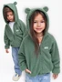 Кофта детская на молнии с подкладом и капюшоном с ушками Amarobaby BEAR, цвет зеленый AB-OD23-B12/13-98